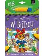 Kot w Butach. Malowanka z pisakiem wodnym