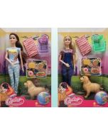 Lalka z psem - piknik MIX