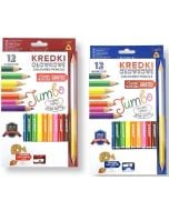 Kredki ołówkowe trójkątne + temperówka 12 kolorów