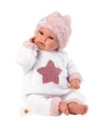 Lalka bobas płacząca 36 cm różowa czapeczka