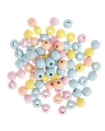 Koraliki drewniane kulki pastelowe 12mm 40g