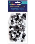 Pompony poliestrowe biało-cz. 1cm różowy 120szt