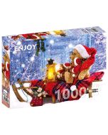 Puzzle 1000 Pluszowe misie z czapkami Mikołaja