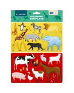 Plastikowy szablon rysunkowy - zwierzęta 2szt