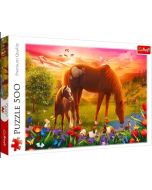 Puzzle 500 Konie na łące TREFL