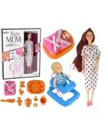 Lalka w ciąży długie włosy, akcesoria