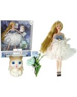 Lalka Emily długie włosy, kotek, kwiaty