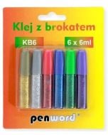 Klej z brokatem 6 kolorów 6ml