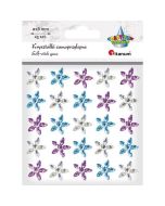 Kryształki samoprzylepne kwiaty 18mm mix 25szt
