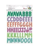 Naklejki papierowe brokat alfabet i cyfry 109szt