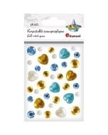 Kryształki samoprzylepne złotoniebieskie serca 36