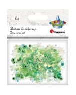 Zestaw perełki cekiny zielone 14g mix