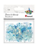 Zestaw perełki cekiny niebieskie 14g mix