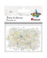 Zestaw perełki cekiny białe 14g mix