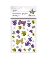 Kryształki samoprzylepne fiolet zielony mix 33szt