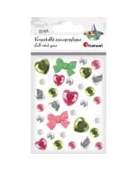 Kryształki samoprzylepne zielony różowy mix 33szt