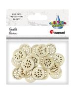 Guziki drewniane ażurowy kwiat 20mm 20szt