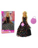Lalka Lucy sukienka czarna kropki