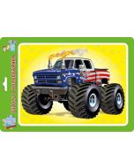 Puzzle w ramce z kolorowanką. Monster truck
