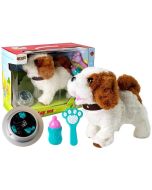 Pies na baterie pluszowy biały