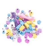 Koraliki drewniane w słoiczku pastelowe 50szt