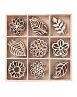 Kształty z drewna liście 45szt