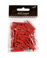 Klamerki drewniane czerwone 30mm 25szt