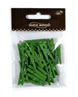 Klamerki drewniane zielone 30mm 25szt