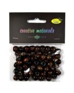 Koraliki drewniane ciemny brąz 10mm 25g