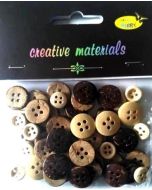 Guziki drewniane brązowe 10-15mm 20g