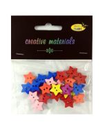 Guziki drewniane kolorowe gwiazdki 15mm 6g ok 30sz