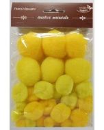 Pompony tonacyjne żółte 15-40mm 30szt