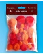 Pompony tonacyjne czerw.-pom. 15-40mm 30szt