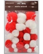 Pompony tonacyjne biało czerwone 15-40mm 30szt