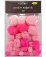 Pompony tonacyjne różowe 15-40mm 30szt