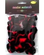 Pompony dwukolorowe czerwono czarne 25-40mm 21szt