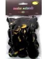 Pompony dwukolorowe czarno żółte 25-40mm 21szt