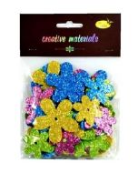 Kwiatki z pianki brokatowej wiosenne 56szt