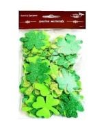 Koniczyny brokatowe tonacja zielona 44szt