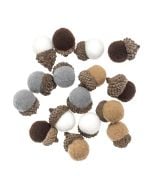 Żołędzie pluszowe 16szt multikolor mix