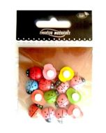 Biedronki drewniane kolorowe 12x15mm 15szt