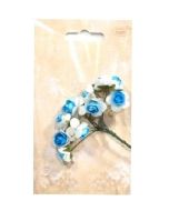 Kwiatki papierowe różyczki biało-niebieskie