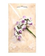 Kwiatki papierowe różyczki biało-fioletowe