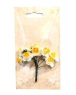 Kwiatki papierowe różyczki biało-żółte