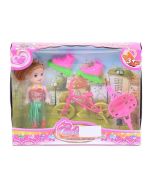 Lalka mini z rowerkiem i rolkami