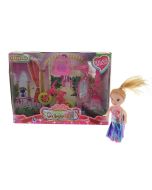 Lalka mini 9cm z rowerem i toaletką