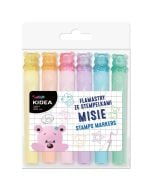 Flamastry dwustronne ze stempelkami 6szt KIDEA