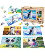 Puzzle drewniane 4w1 zwierzęta