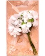 Kwiaty materiałowe białe 4cm 6szt