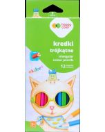Kredki drewniane trójkątne 12 kolorów HAPPY COLOR